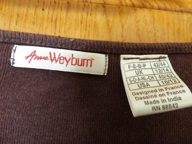 bruin en rood T-shirt in zeer goede staat met merk Anne Weyburn, bloememborduurwerk, 3/4 mouwen – photo 3